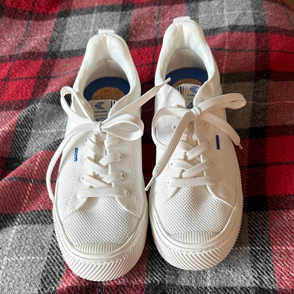 Cariuma 4Ocean Special Edition White Canvas Sneakers w/ cork insole